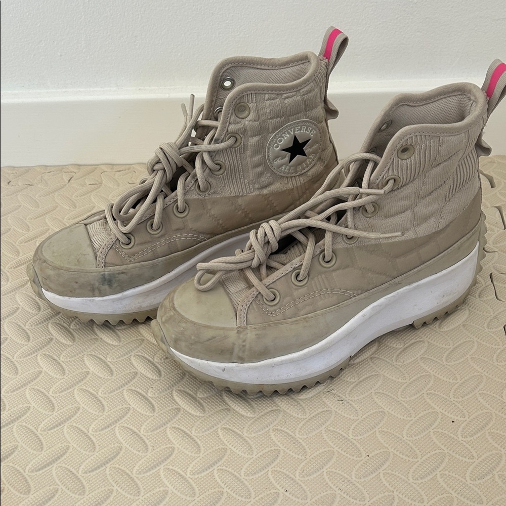 Converse Women's Beige High-Top Platform Sneakers